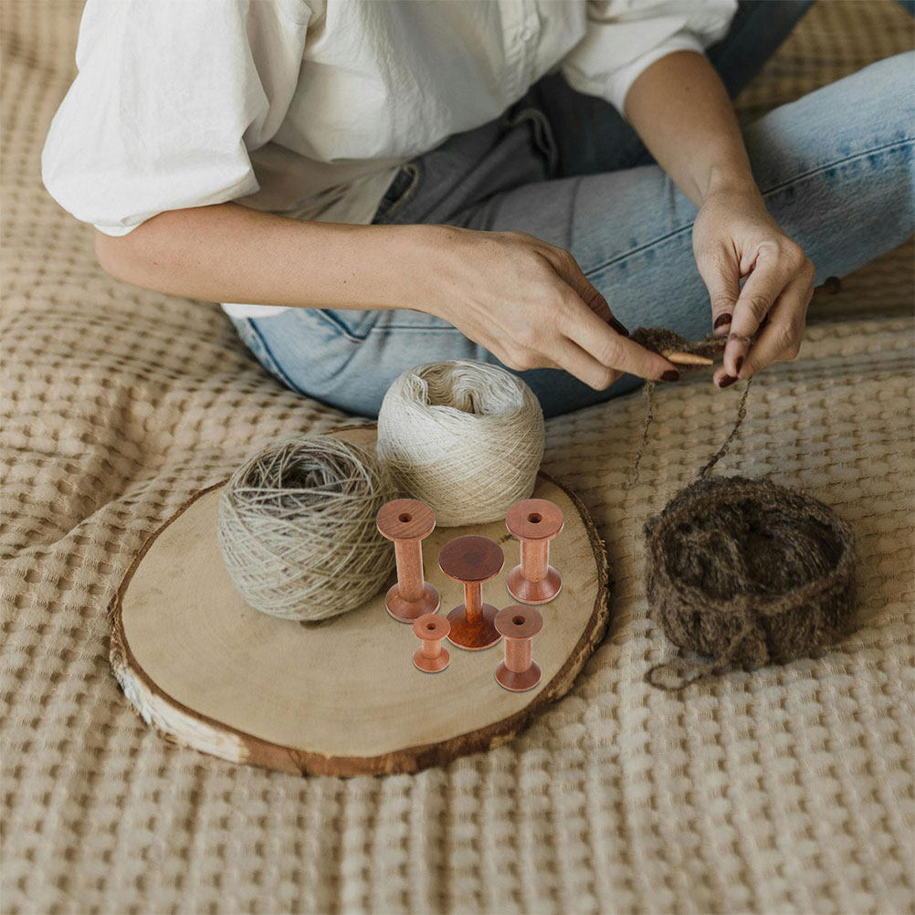 Embroidery Craft - 7개의 나무 보빈 세트, 공간 절약형,