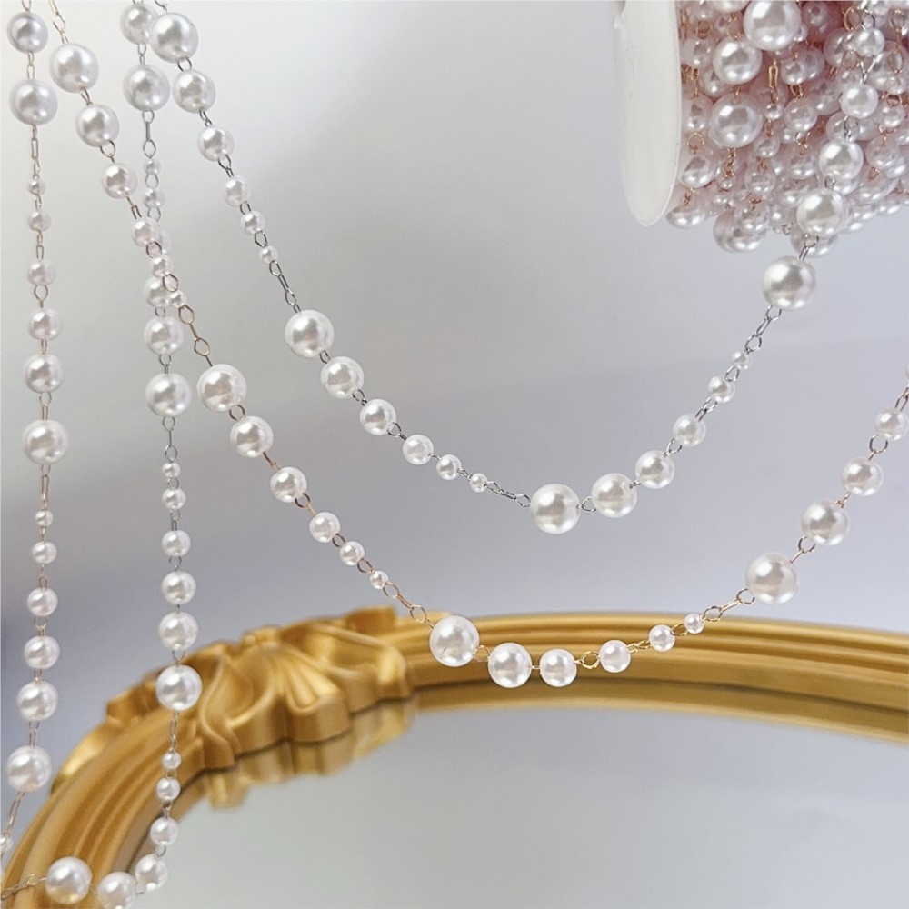 1미터 3-8mm 인조 진주 비즈와 황동 링크 체인,  - Pearl Trim Chain 리뷰 및 가격