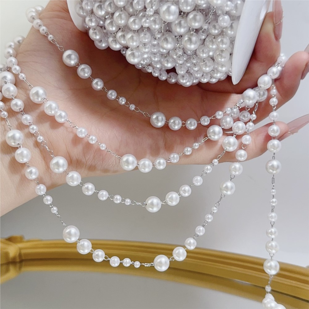 1미터 3-8mm 인조 진주 비즈와 황동 링크 체인,  - Pearl Trim Chain 리뷰 및 가격