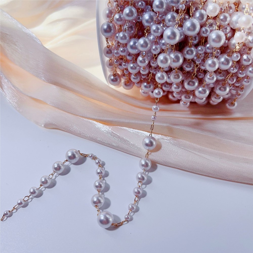 1미터 3-8mm 인조 진주 비즈와 황동 링크 체인,  - Pearl Trim Chain 리뷰 및 가격