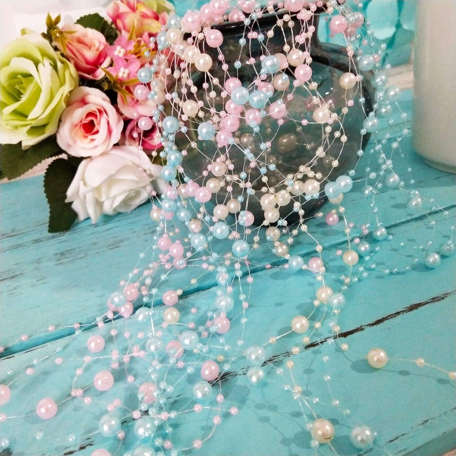 인공 진주 꽃 구슬 체인 화환 꽃 낚싯줄, 크리스마스  - Pearl Trim Chain 리뷰 및 가격