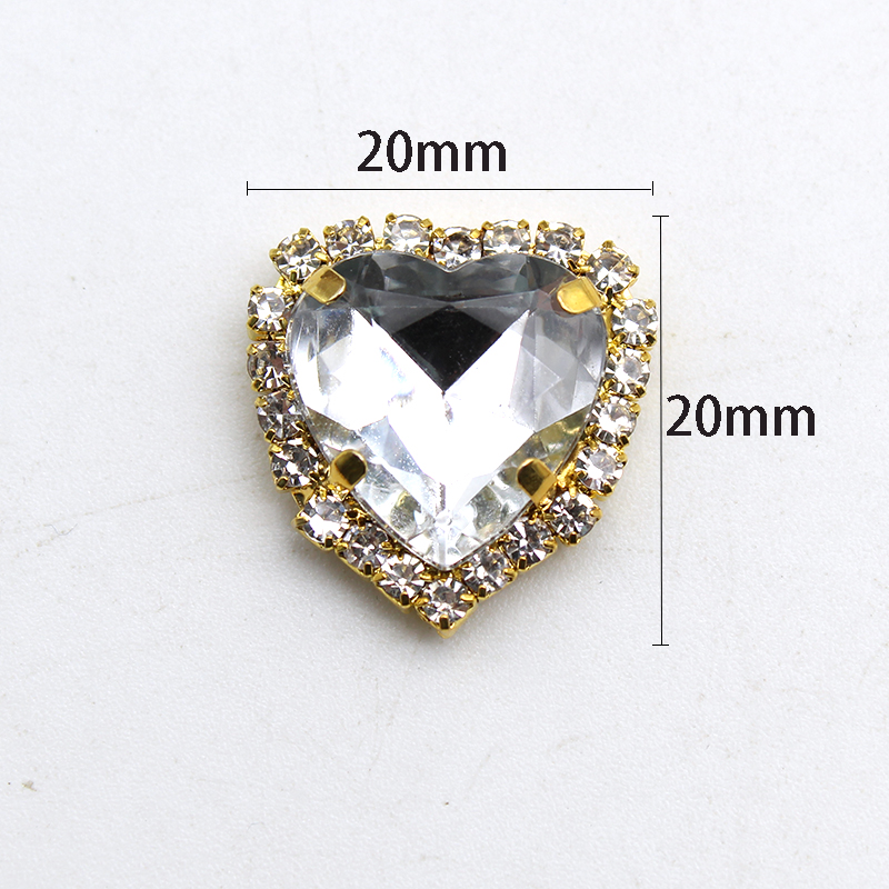 20mm 10pcs 골드 플랫 하단 심장 라인 석 장식 - Sew On Rhinestone 리뷰 및 가격
