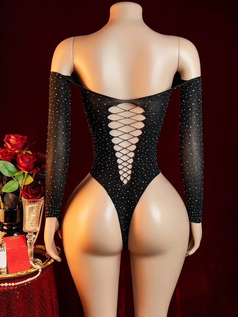 라인스톤 피쉬넷 홀로우 베이비돌 캣수트 에로틱 란제리  - Crystal Mesh Fabric 리뷰 및 가격
