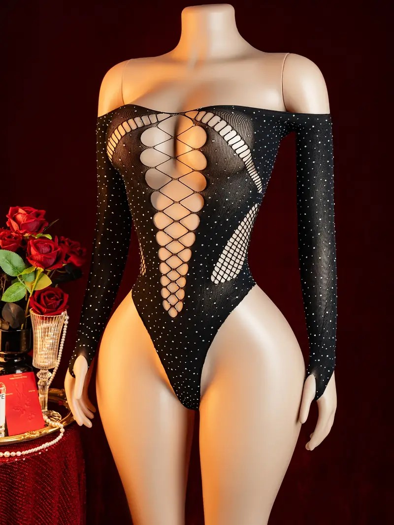 라인스톤 피쉬넷 홀로우 베이비돌 캣수트 에로틱 란제리  - Crystal Mesh Fabric 리뷰 및 가격