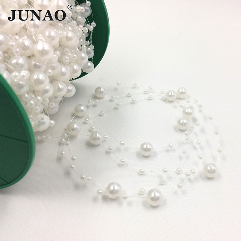 JUNAO 20 미터 3 + 8mm 흰색 라운드 진주  - Pearl Trim Chain 리뷰 및 가격