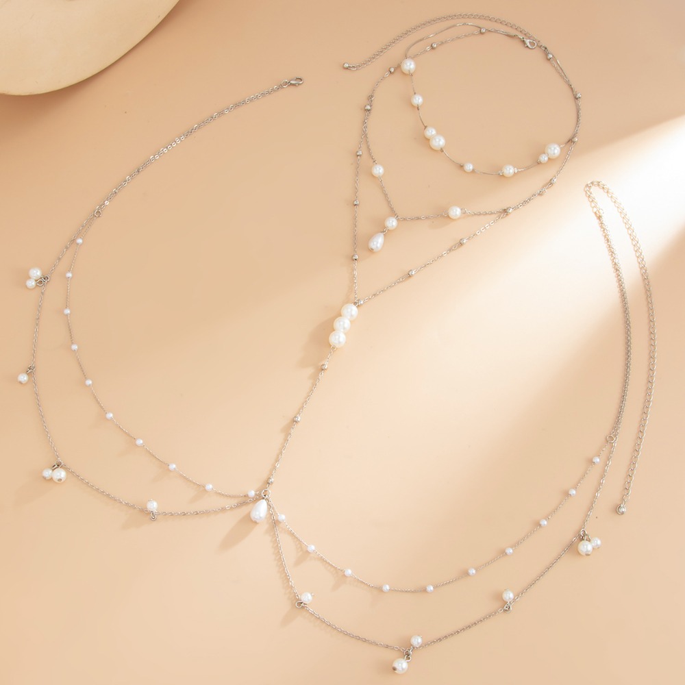 멀티 레이어 인조 진주 목걸이 가슴 배꼽 체인 일체형  - Pearl Trim Chain 리뷰 및 가격